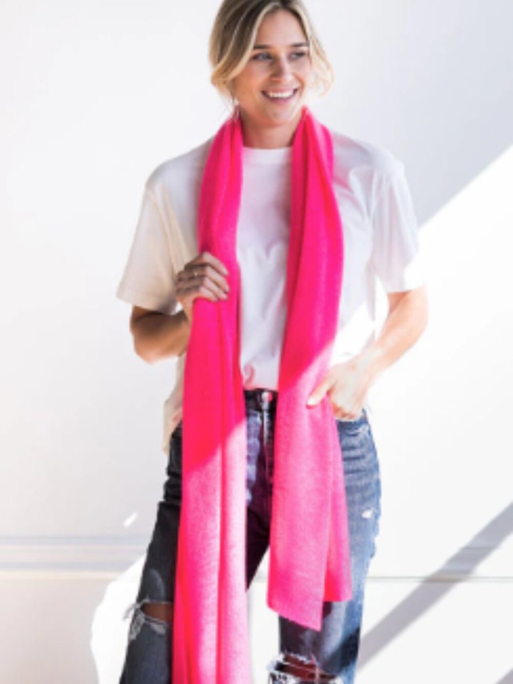 VS Supermodel Essentials Coral Wrap striped pink/red scarf, wrap